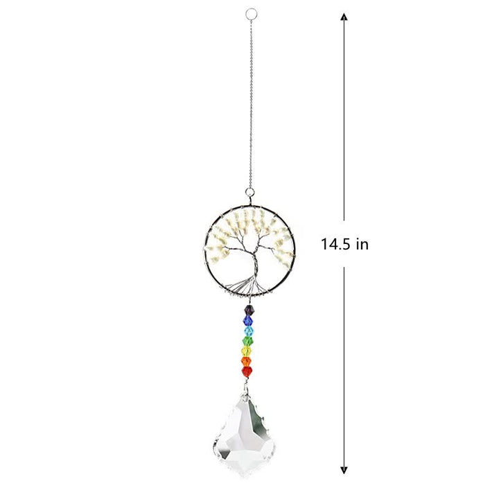 Colorful Tree of Life Crystal Wind Chime Suncatcher - Pearl - image 5