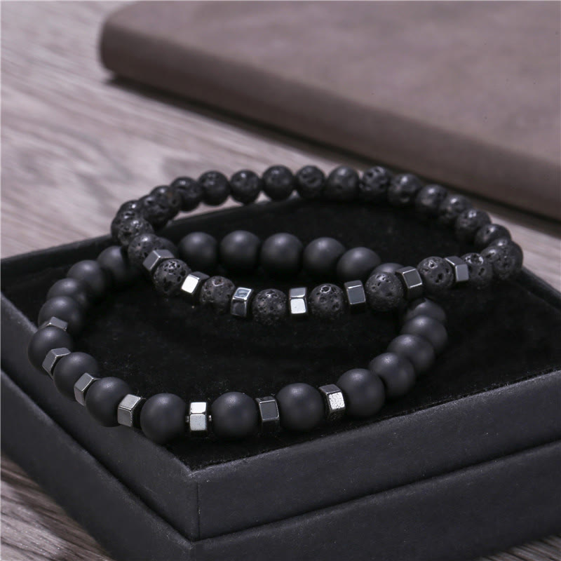 Olivenorma Lava Stone Mens Stretch Set Bracelet - image 2