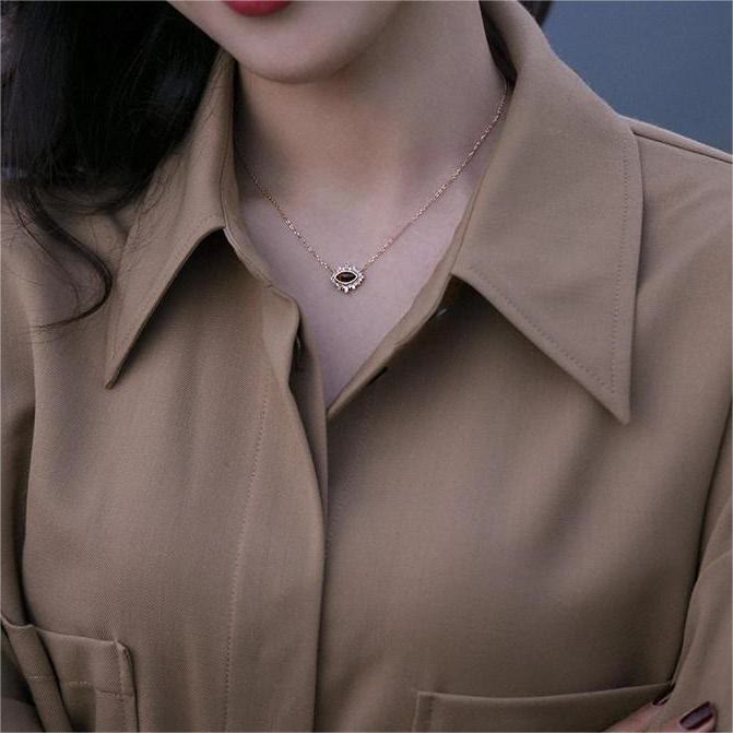 Olivenorma Natural Tiger Eye Palace Style Clavicle Necklace - image 5