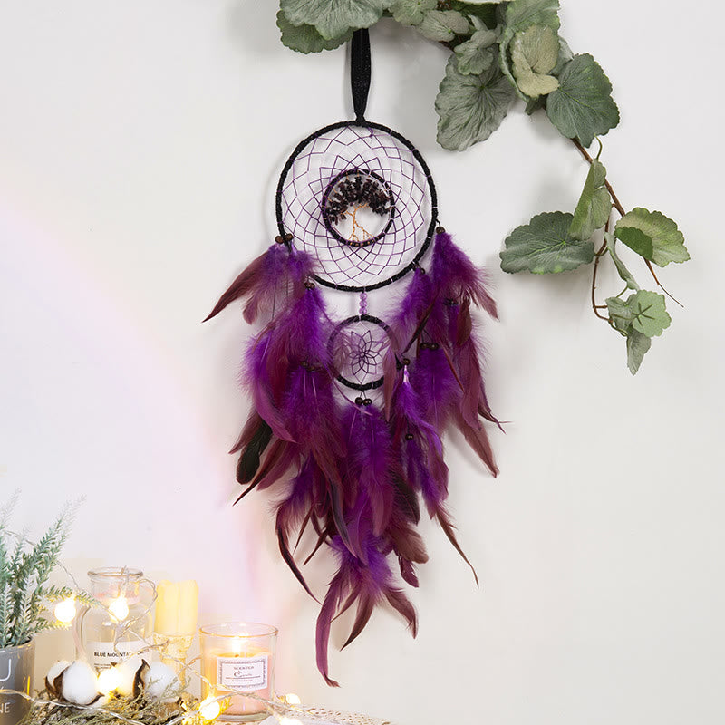 Olivenorma Amethyst Crystal Tree of Life Dream Catcher - Amethyst Tree of Life & Without Lights - image 0
