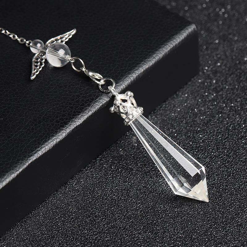 Olivenorma Labradorite Crystal Angel Wings Pendulum - Clear Crystal - image 13