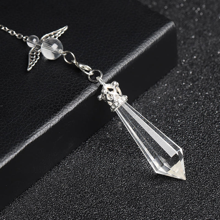 Olivenorma Labradorite Crystal Angel Wings Pendulum - Clear Crystal - image 13