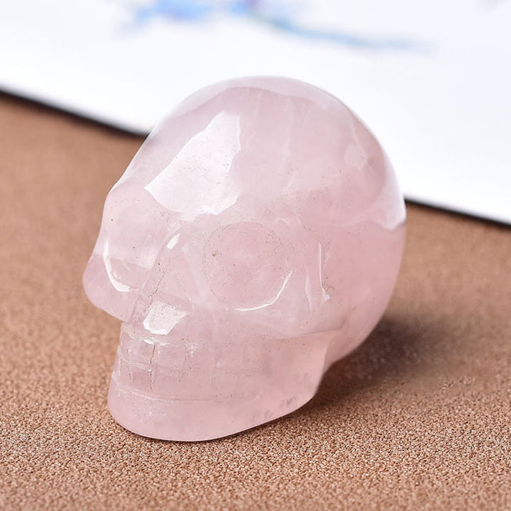 Olivenorma Crystal Engraved Skull Crafts Gemstone Decoration - Rose Quartz - image 9