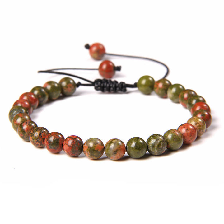 Olivenorma Natural 6mm Stone Beads Braided Wrap Bracelet - Unakite - image 38