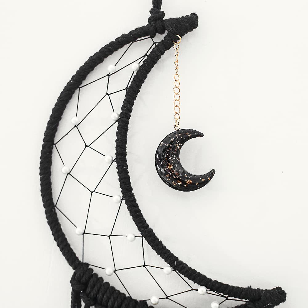 Olivenorma Black Onyx Moon Macrame Tassel Dream Catcher - image 4