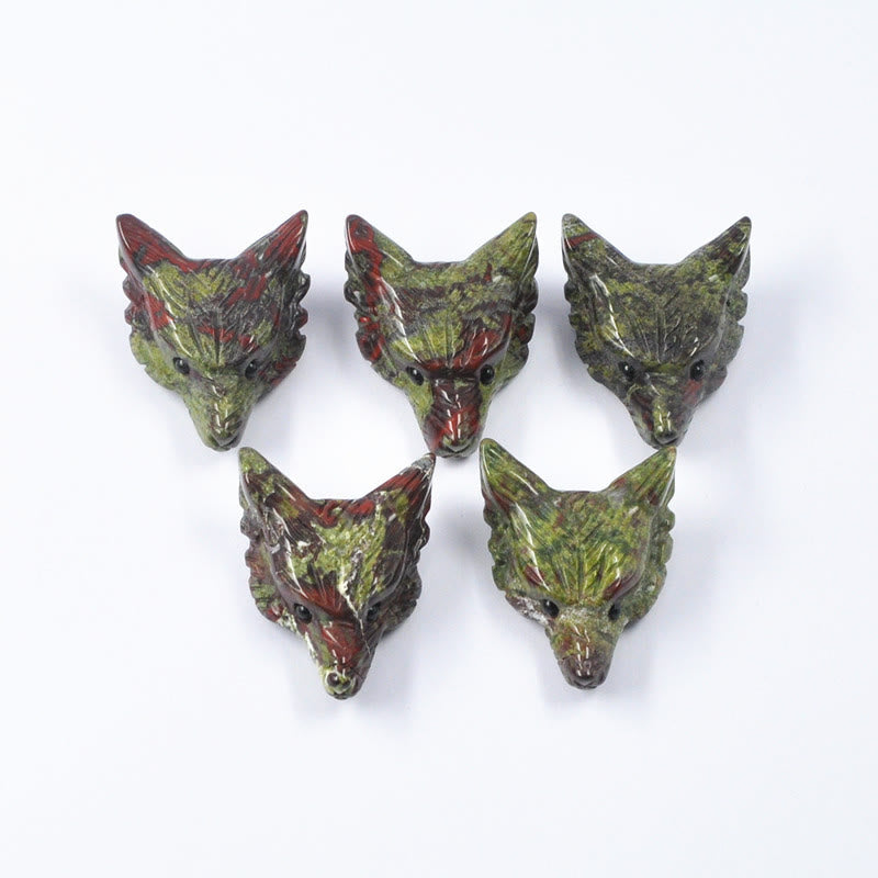 Olivenorma Spirit Guardian Wolf Head Crystal Carving Gemstone Decoration - Dragon Blood Stone - With Card - image 7