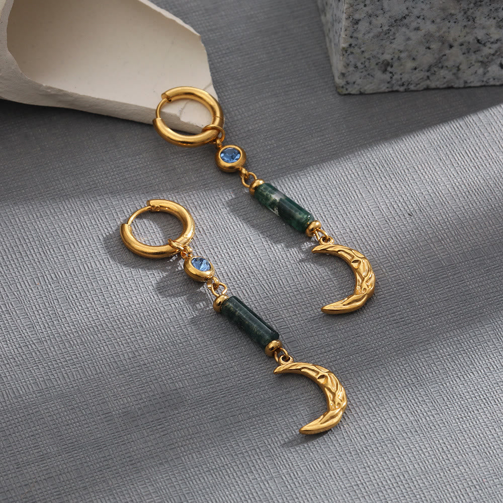 Olivenorma Moss Agate Moon Pendant Earrings - image 4