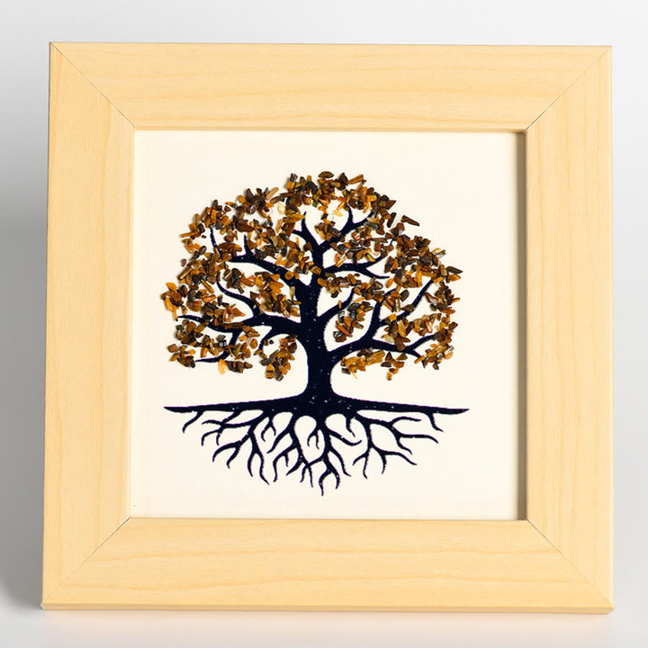 Olivenorma Natural Crystal Gravel Tree Of Life Photo Frame Decoration - Tiger Eye - image 6