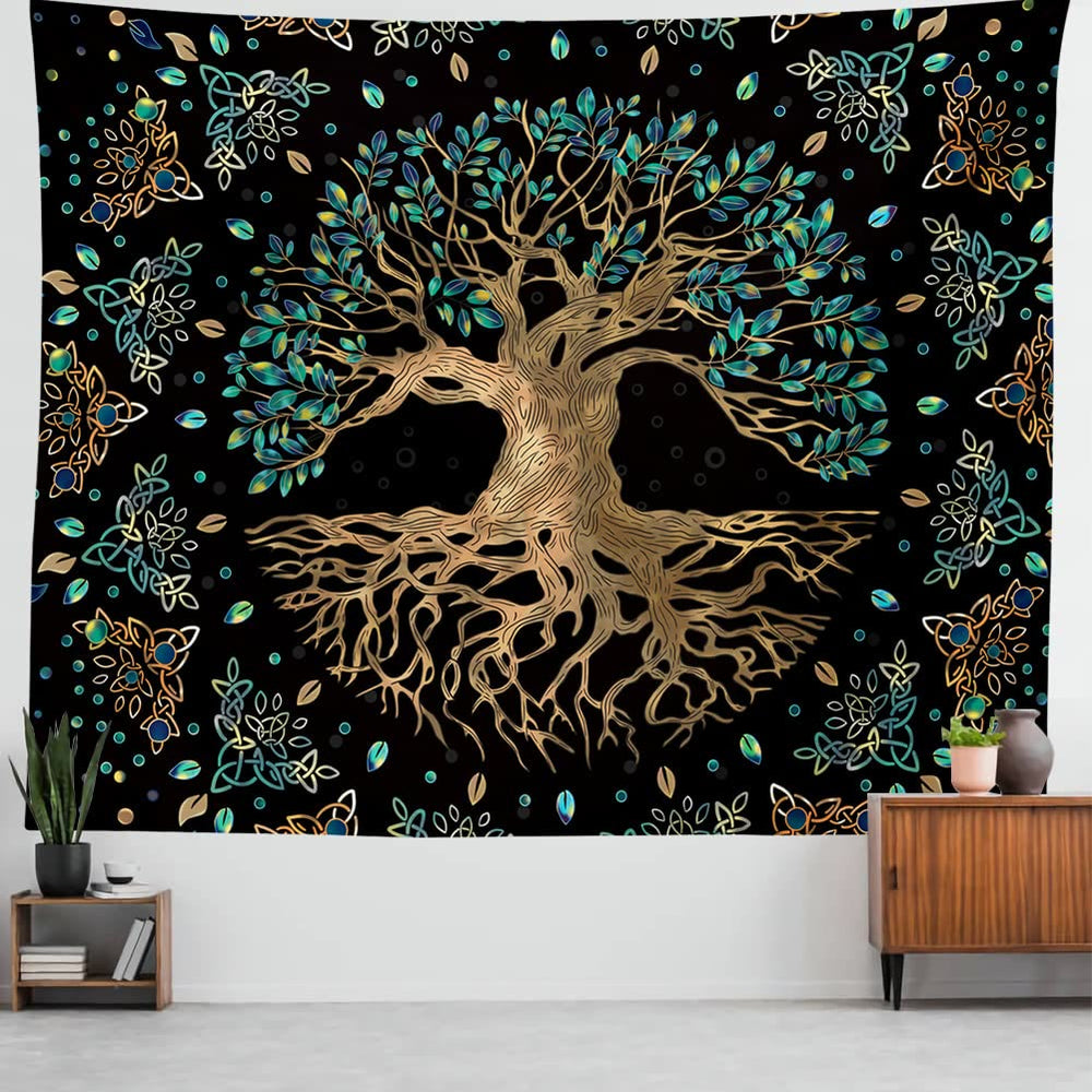 Olivenorma Life Of Tree Wall Hanging Black Green Tapestry - image 1