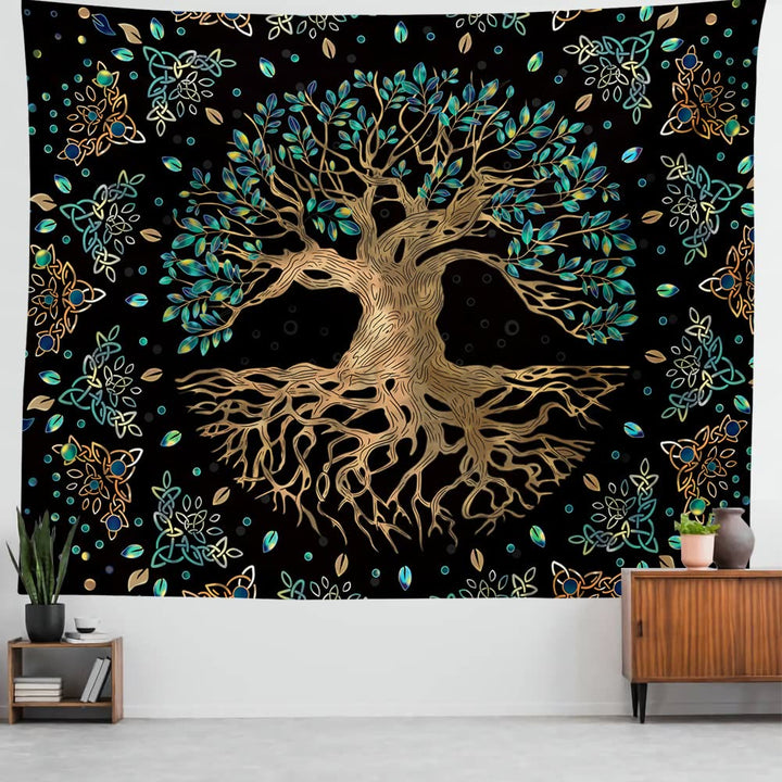 Olivenorma Life Of Tree Wall Hanging Black Green Tapestry - image 1