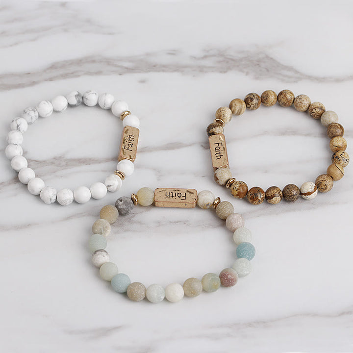Olivenorma Natural Gemstone Active Faith Engraving Bracelet - image 7