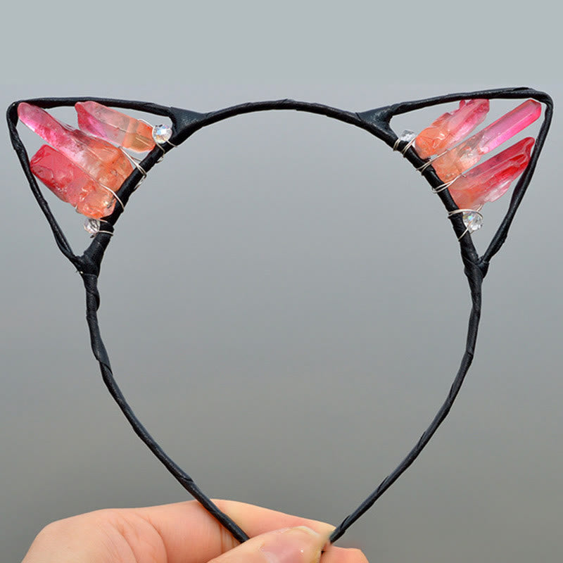 Olivenorma Electroplating Crystal Cat Ears Headband - Red Smelting Quartz - image 27