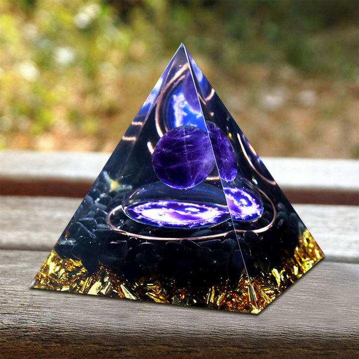Olivenorma Black Tourmaline Amethyst Orgone Pyramid - image 1