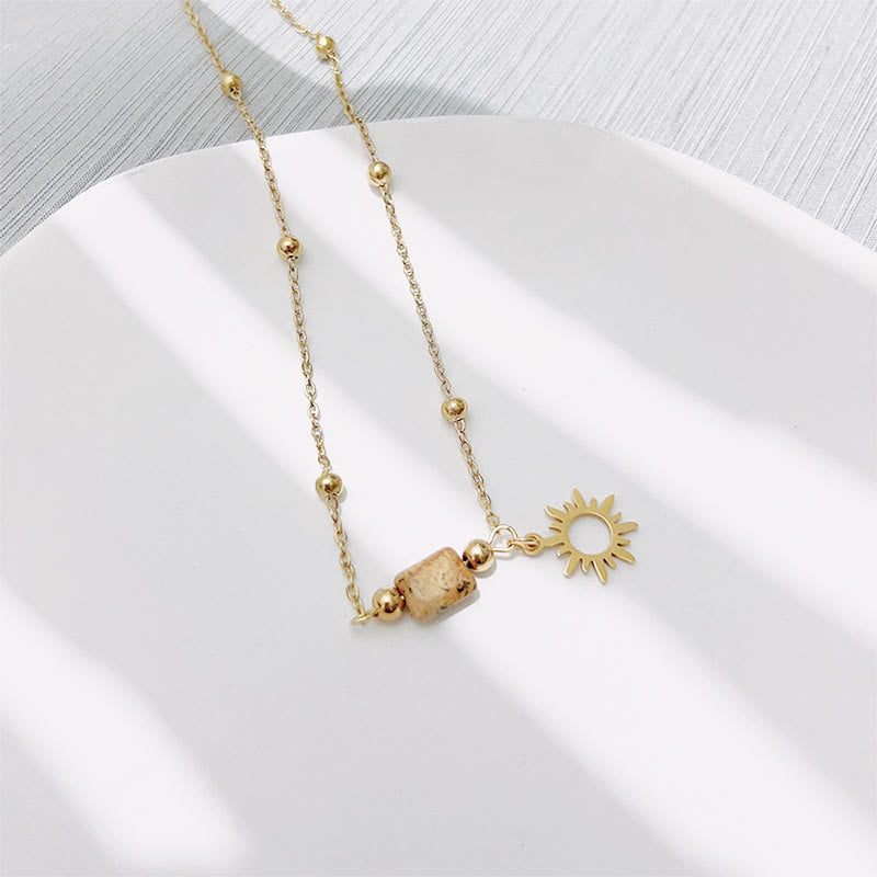 Olivenorma Natural Picture Jasper Sun Pendant Earrings Necklace Bracelet  - Necklace - image 1