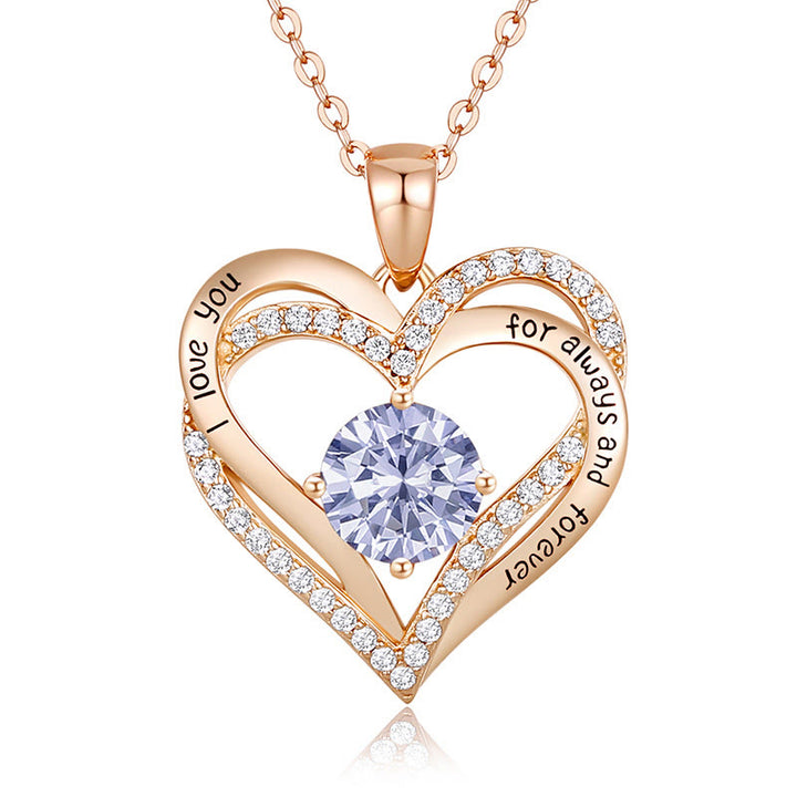 Olivenorma "I love you for always and forever" - Birtshtone Heart Necklace - Rosegold - June - image 8