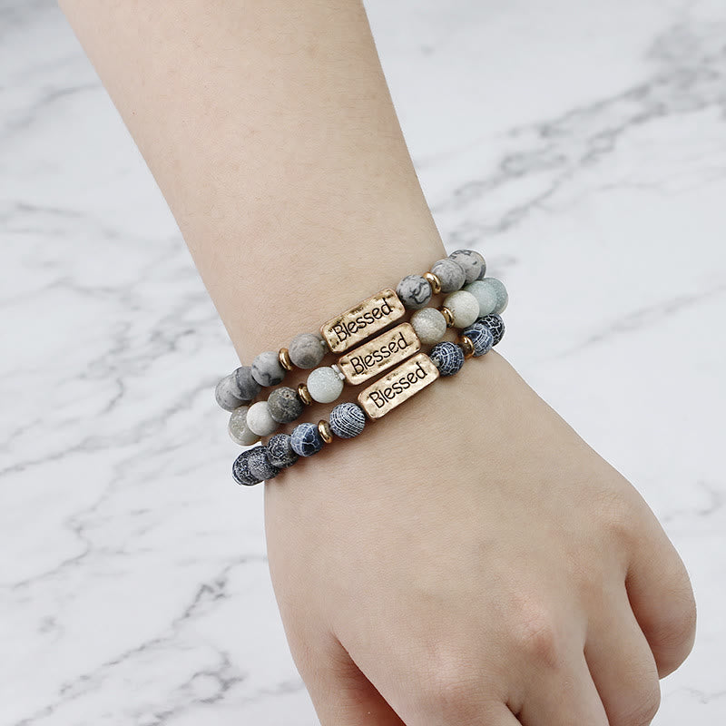 Olivenorma Natural Gemstone Blessed Engraving Bracelet - image 2