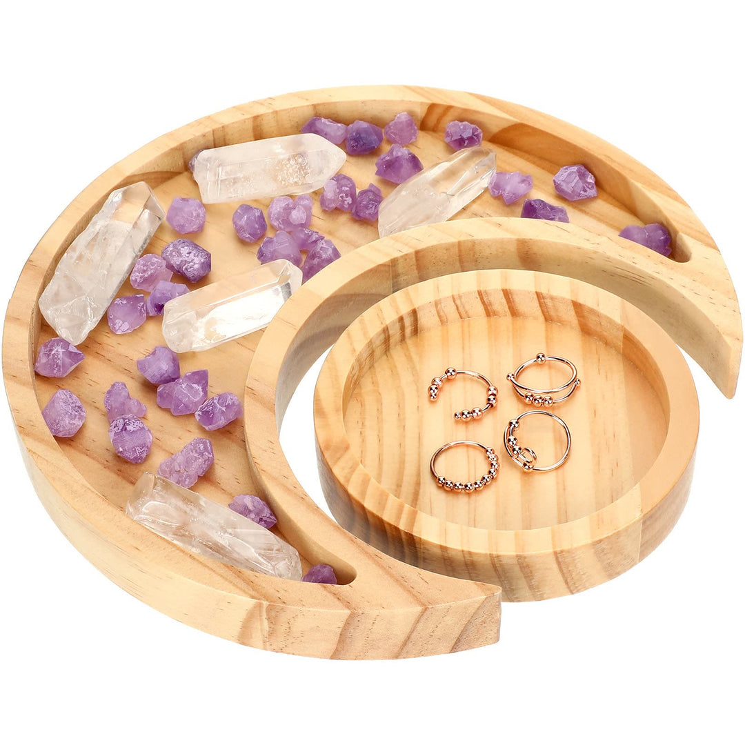 Olivenorma Wooden Sun Moon Tray Crystal Shelf Decoration - image 3