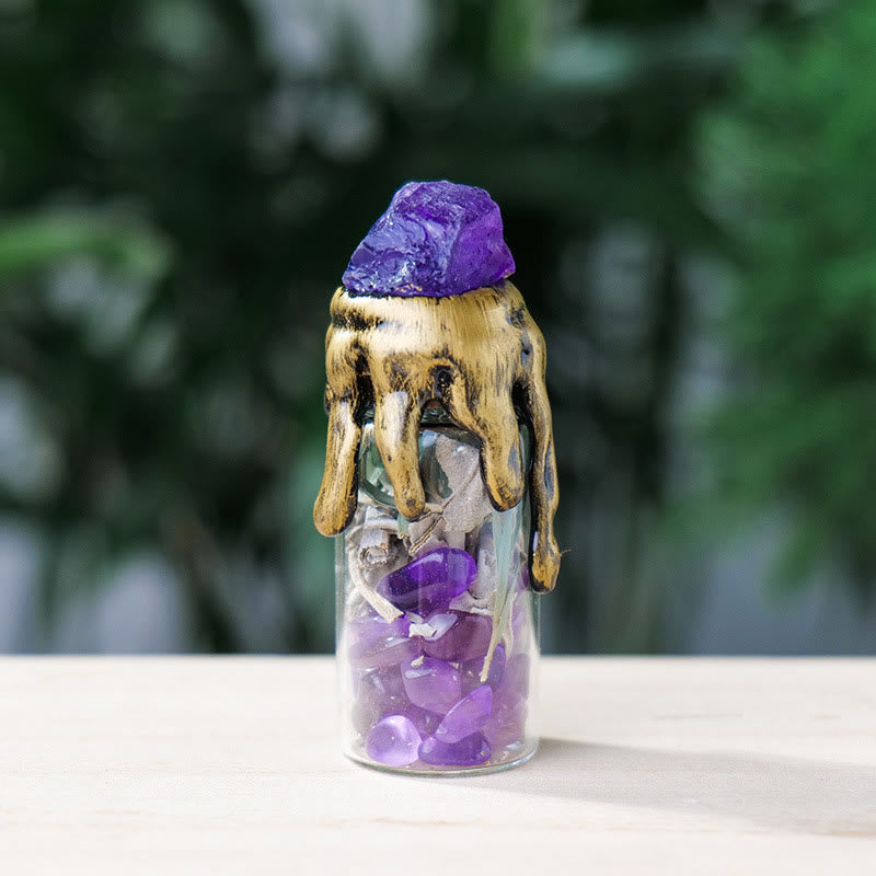 Olivenorma "Witch's Wish" - Natural Crystal Raw Stone Energy Bottle - Amethyst#1 - image 1