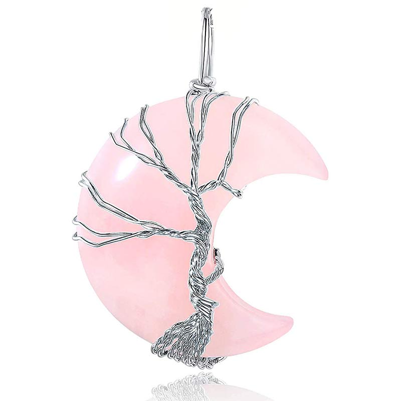 Olivenorma Natural Crystal Moon Necklace - Rose Quartz - image 27