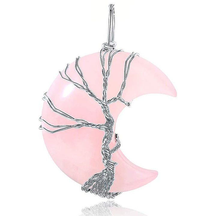 Olivenorma Natural Crystal Moon Necklace - Rose Quartz - image 27