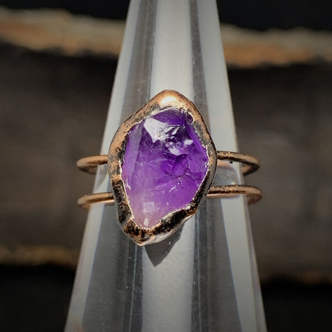 Olivenorma Natural Irregular Raw Stone Twelve Birthstone Adjustable Ring - image 13