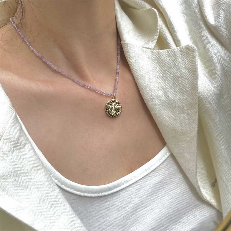 Olivenorma Natural Crystal Metal Plate Pendant Necklace - image 29