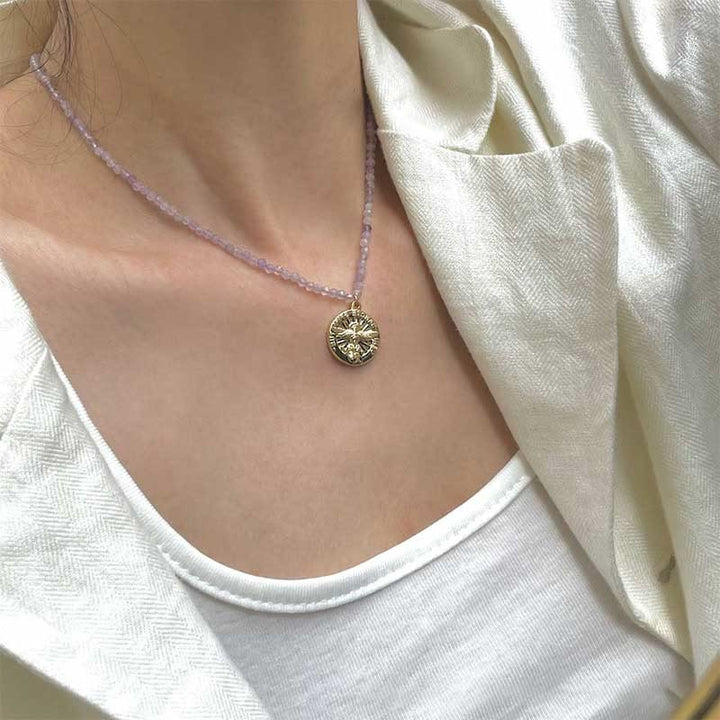 Olivenorma Natural Crystal Metal Plate Pendant Necklace - image 29