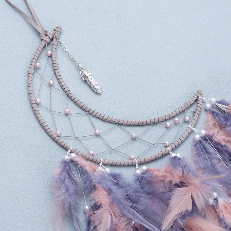 Olivenorma White Turquoise Pendant Gray Pink Feather Dream Catcher - image 3