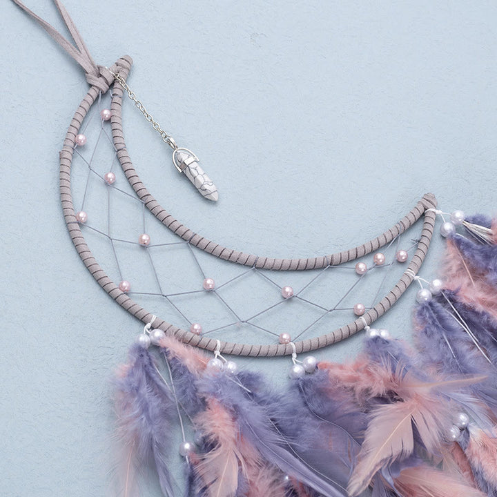 Olivenorma White Turquoise Pendant Gray Pink Feather Dream Catcher - image 3