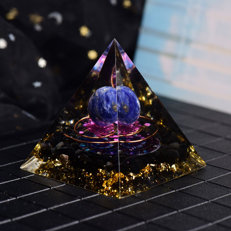 Olivenorma Lapis Lazuli Obsidian Orgone Pyramid - image 1