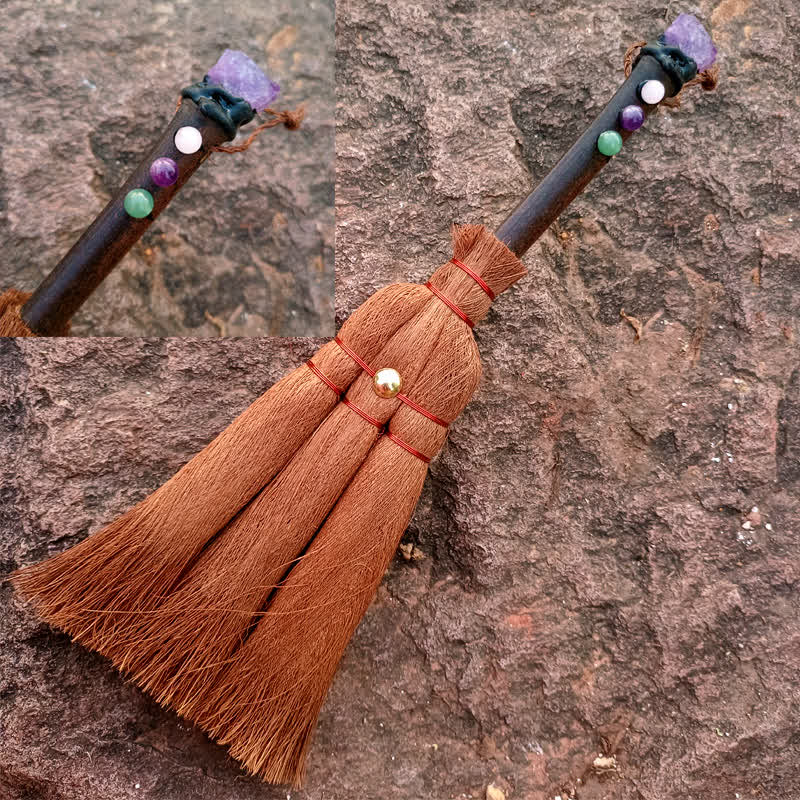 Olivenorma Natural Crystal Magic Broom Ornament - Amethyst#1 - image 15