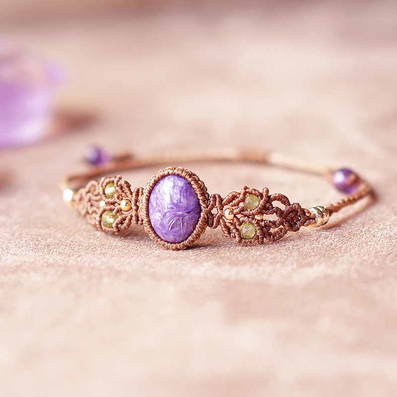 Olivenorma Amethyst Charoite Handwoven Guardian Bracelet Necklace - image 11
