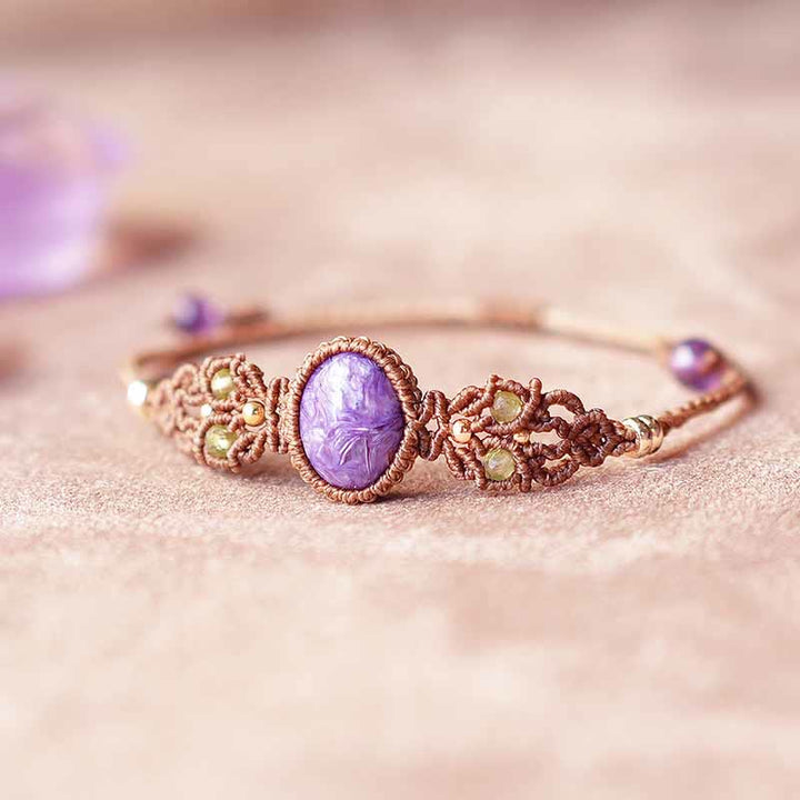 Olivenorma Amethyst Charoite Handwoven Guardian Bracelet Necklace - image 11