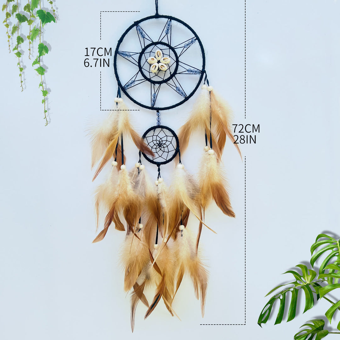 Olivenorma Stars Moon Sun Indian Feather Dream Catcher - Black - Sun - image 6