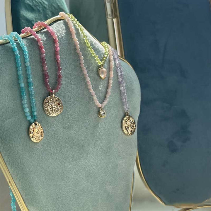 Olivenorma Natural Crystal Metal Plate Pendant Necklace - image 34