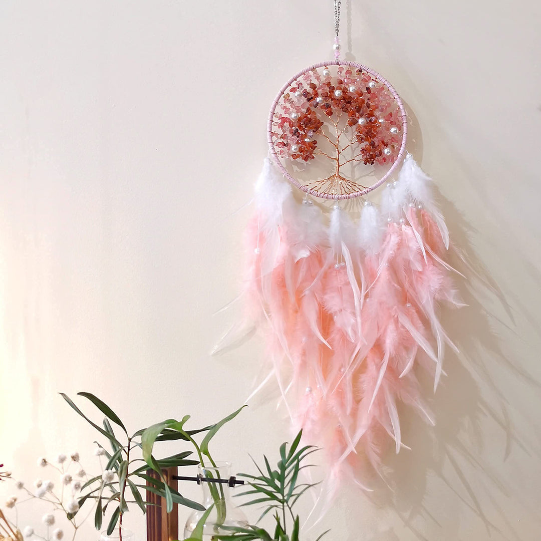 Olivenorma Healing Crystal Tree of Life Purple Dream Catcher - Strawberry Quartz - With Lights - image 8
