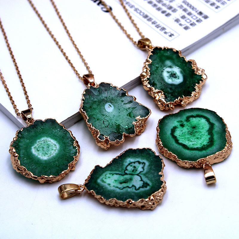 Olivenorma Natural Crystal Geode Pendant - Green Aventurine - image 12