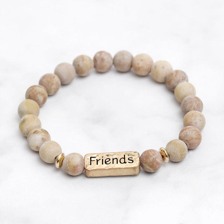 Olivenorma Natural Gemstone Friends Engraving Bracelet - image 3