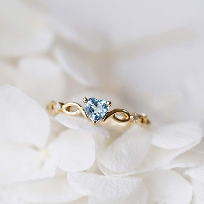 Olivenorma The Eternal Heart - Birthstone Ring - Gold-Blue - 14 - image 0