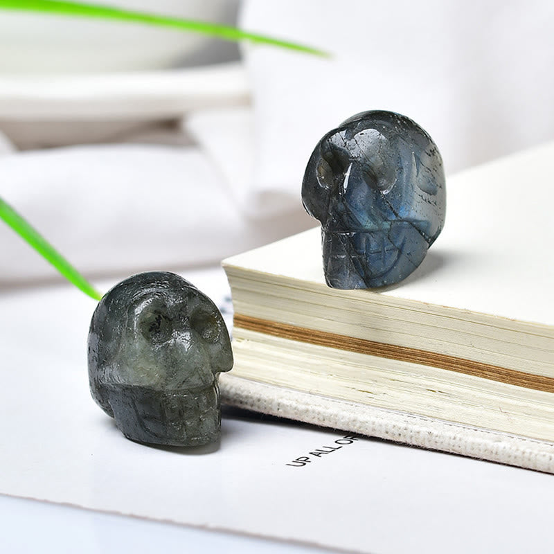 Olivenorma Crystal Mini Skull Halloween Gemstone Decoration - Labradorite - image 5