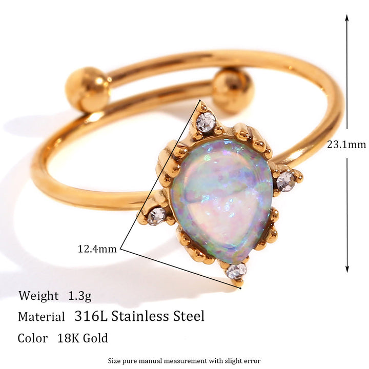Olivenorma Natural Opal Sun Heart Adjustable Ring - Opal&Drop Shape - image 8