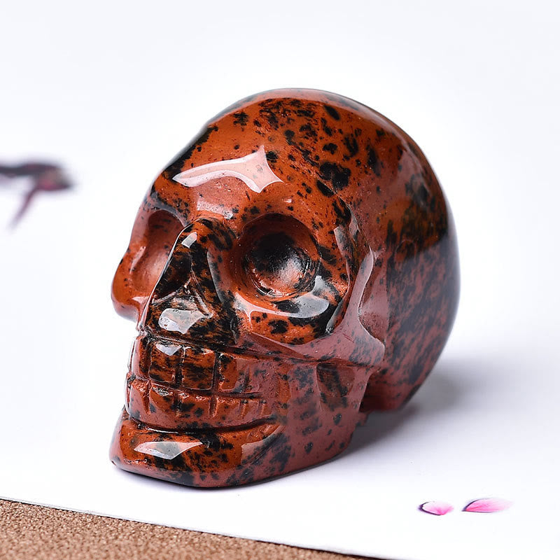 Olivenorma Crystal Engraved Skull Crafts Gemstone Decoration - Red Obsidian - image 11