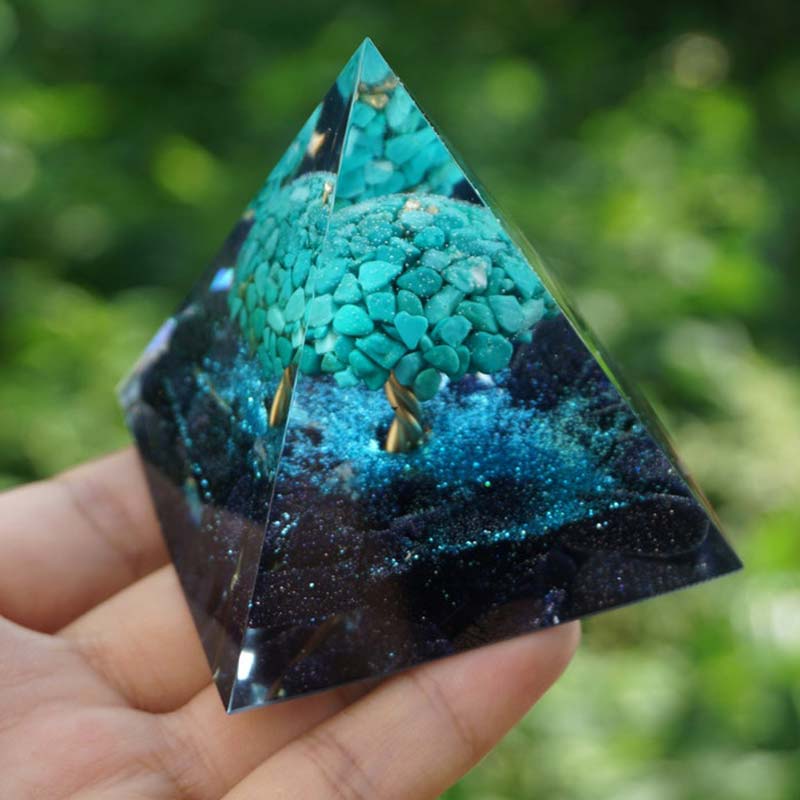 Olivenorma Blue Sandstone With Turquoise Healing Orgone Pyramid - image 4