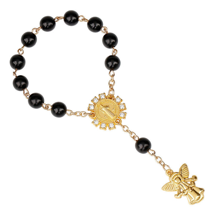 Olivenorma 8mm Golden Angel Christianity Pendant Rosary Bead Bracelet - image 2