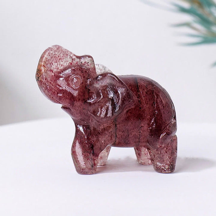 Olivenorma Natural Crystal Elephant Carving Ornament Gemstone Decoration - image 37