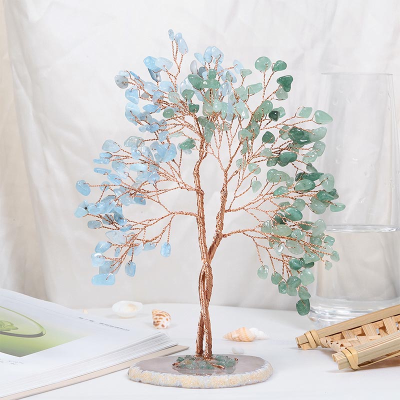 Olivenorma Natural Crystal Stone Feng Shui Tree - Aquamarine&Green Aventurine - image 9