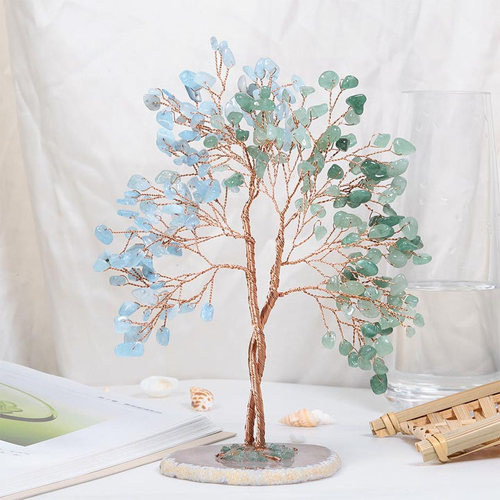 Olivenorma Natural Crystal Stone Feng Shui Tree - Aquamarine&Green Aventurine - image 9