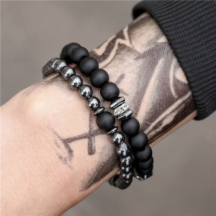 Olivenorma Men's Jewelry Bead Punk 2 Piece Set Fashion Bracelet - image 2
