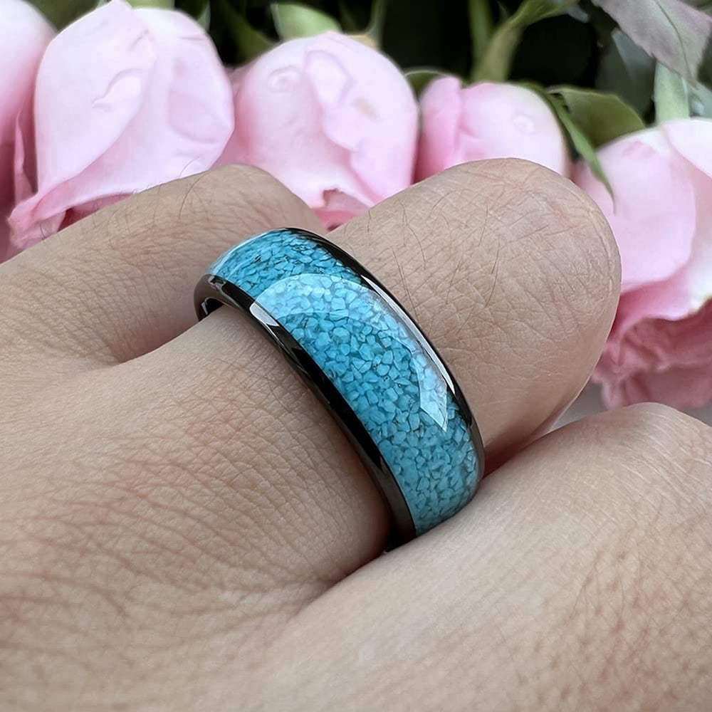 Olivenorma Crushed Turquoise Tungsten Carbide Men Ring - image 1