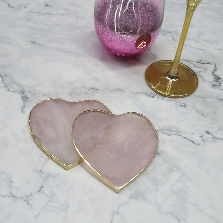 Olivenorma Rose Quartz Heart Shape Coaster Gemstone Decoration - image 7